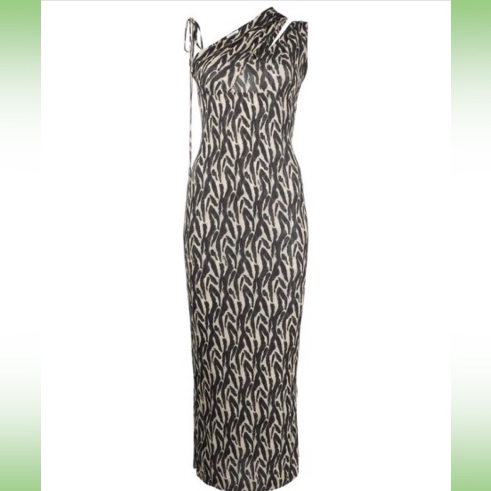 Nanuska Printed One Shoulder Midi Dress (S)